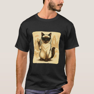 Camiseta Óculos de Sol de Gato Birmanês Rock Música Diverti