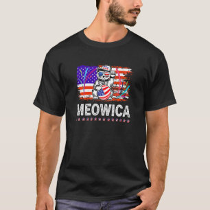 Camiseta Óculos de Sol de Gato da Bandeira Americana Meowic