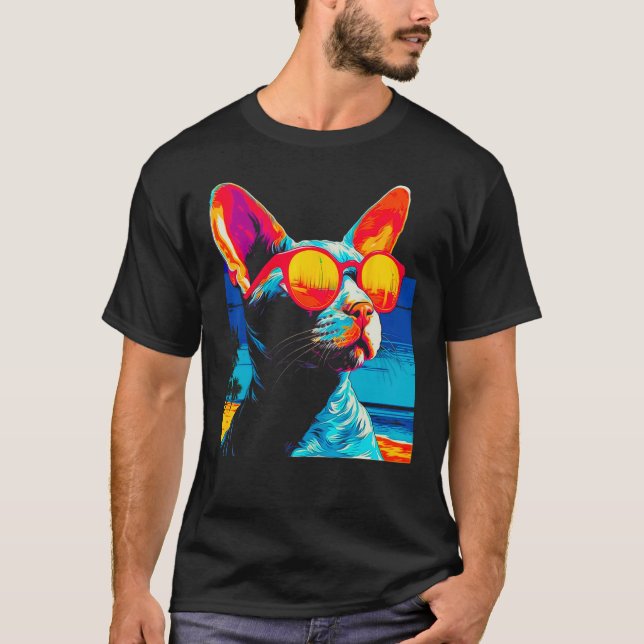 Camiseta Óculos de Sol de Gato Devon Rex (Frente)