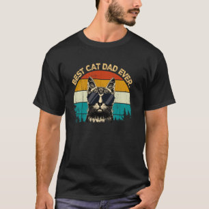 Camiseta Óculos de sol de gato engraçado retrô vintage Pai 