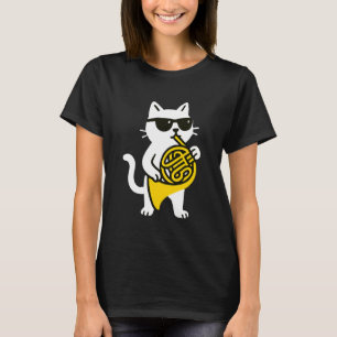Camiseta Óculos de Sol de Gato Fofo Tocando Música de Tromp