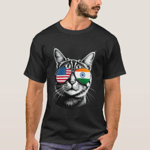 Camiseta Óculos de Sol de Gato Indiano dos EUA Design Índia