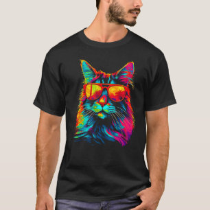 Camiseta Óculos de Sol de Gato Maine Coon