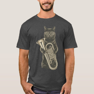 Camiseta Óculos de sol de gato Moggyuba Doméstico de pelo c