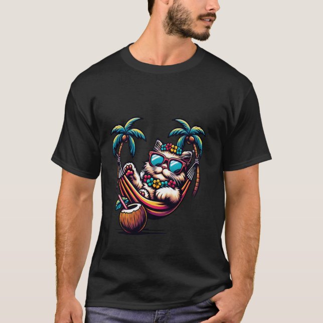 Camiseta Óculos de Sol de Gato na Rede (Frente)