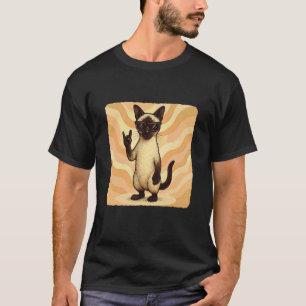 Camiseta Óculos de Sol de Gato Siames Rock Música Divertido