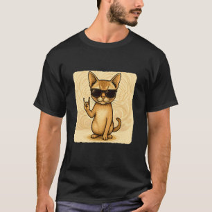 Camiseta Óculos de Sol de Gato Singapura Rock Música Divert