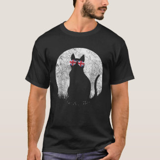 Camiseta Óculos de Sol de Gato UK Bandeira Britânica Inglat