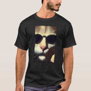 Camiseta Óculos de Sol de Gato Vida Selvagem Animais Casa d