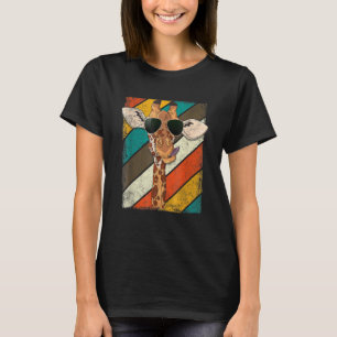 Camiseta Óculos de Sol de Girafa Vintage Retrô Animal