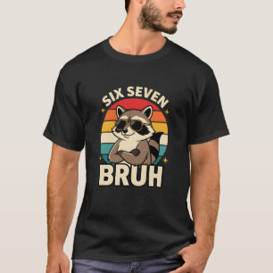 Camiseta Óculos de Sol de Guaxinim Meme Vintage Six Seven B