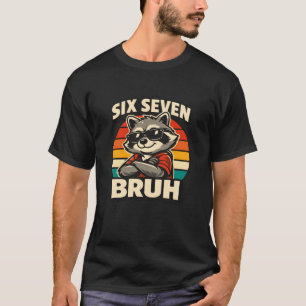 Camiseta Óculos de Sol de Guaxinim Meme Vintage Six Seven B