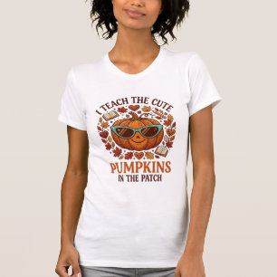 Camiseta Óculos de Sol de Halloween com Remendo de Abóboras