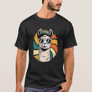 Camiseta Óculos de Sol de Lhama com Redemoinho Retrô Lhamas