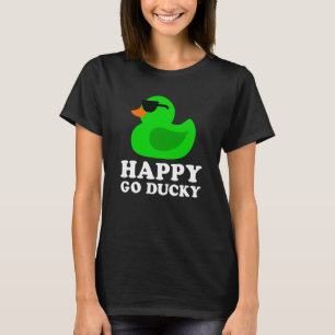 Camiseta Óculos de sol de pato de borracha verde fofo Lucky