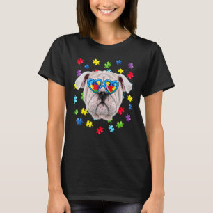 Camiseta Óculos de sol de puzzle de cachorro Bulldog Inglês