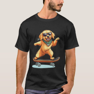 Camiseta Óculos de Sol de Skate de Cachorro Golden Retrieve