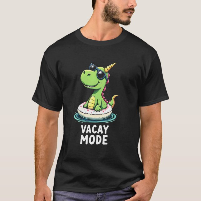 Camiseta Óculos de sol de T-Rex engraçado em modo de férias (Frente)