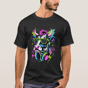 Camiseta Óculos de Sol de Vaca no Estilo da Era Punk Gado
