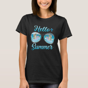 Camiseta Óculos de Sol de Verão Gato de Praia de Verão