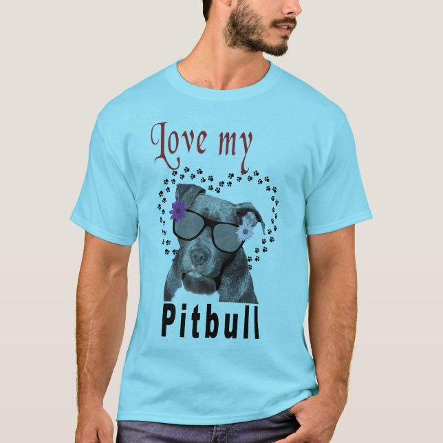 Camiseta Óculos de sol de Vestida de Pitbull (Frente)