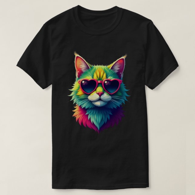 Camiseta Óculos de sol, Dia de os namorados, gata, gata, ga (Frente do Design)