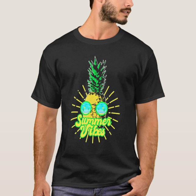 Camiseta Óculos de sol do abacaxi praia no Havaí, vitelas d (Frente)