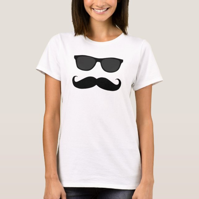 Camiseta Óculos de sol do bigode do hipster (Frente)