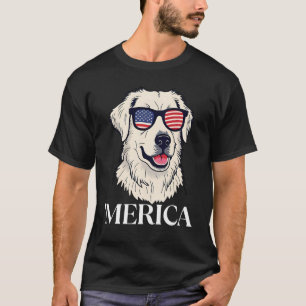 Camiseta Óculos de sol do cachorro patriótico - canina amer