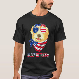 Camiseta Óculos de Sol do Cão Retriever Dourado da Bandeira