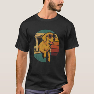 Camiseta Óculos de Sol do Golden Retriever Viagem de Van Av