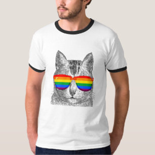 Camiseta Óculos de sol do orgulho do gato