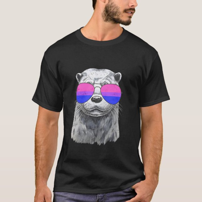 Camiseta Óculos de Sol do Orgulho Transgênero da Lúdria (Frente)