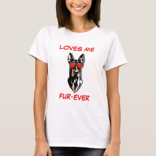 Camiseta Óculos de sol doberman Pincher Red Heart Shaped