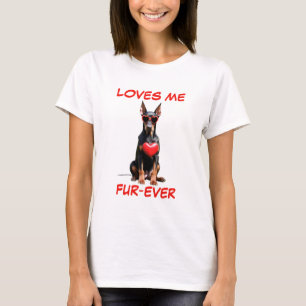 Camiseta Óculos de sol doberman Pincher Red Heart Shaped