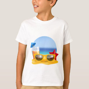 Camiseta Óculos de sol e cena de praia para verão