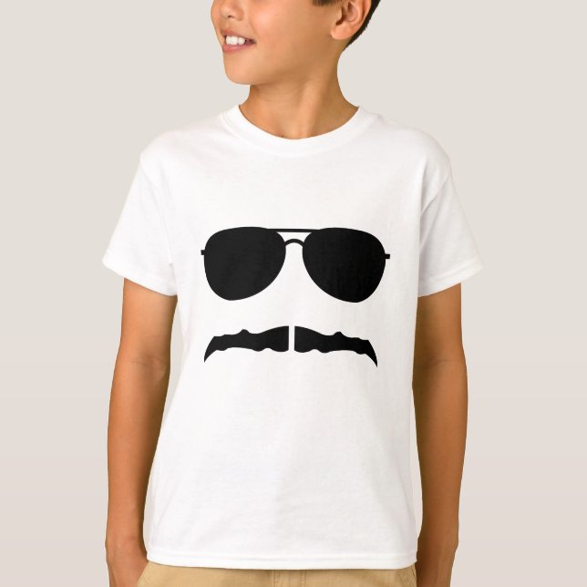 Camiseta óculos de sol e 'stache (Frente)