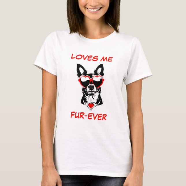 Camiseta Óculos de sol em forma de coração, preto, vermelho (Frente)