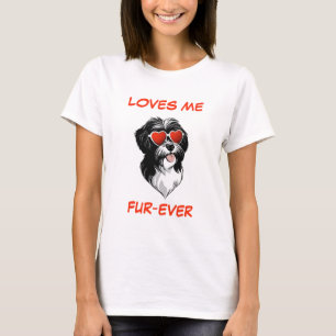 Camiseta Óculos de sol em forma de coração vermelho do Hava