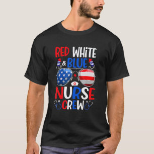 Camiseta Óculos de Sol Enfermeira Vermelho Branco Azul Equi