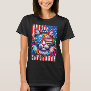 Camiseta Óculos De Sol Engraçado Americano Usa Bandeira 4 D