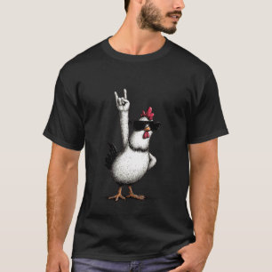 Camiseta Óculos de Sol Engraçado Galo Rock On Humor