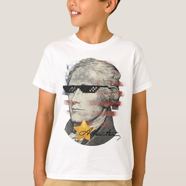 Camiseta Óculos de sol engraçados legal Alexander Hamilton (Frente)