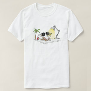 Camiseta Óculos de sol engraçados no desenho das férias V