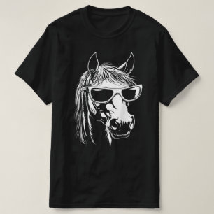 Camiseta Óculos de Sol Engraçados para Cavalos, Cavalo Usan