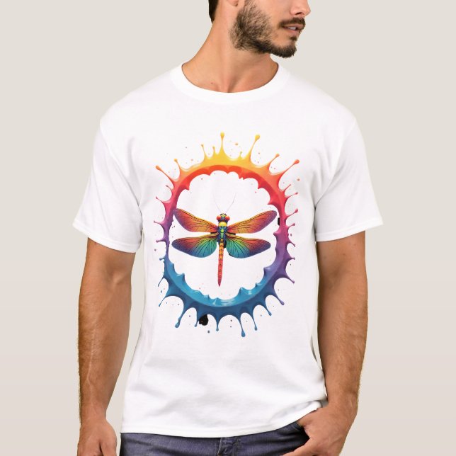 Camiseta Óculos de Sol Estilo Tie Dye com Ilustração de Lib (Frente)