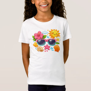 Camiseta Óculos de Sol Estilosos Vibrações de Verão para Cr