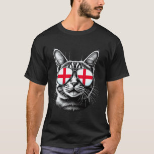Camiseta Óculos de Sol Face de Gato Inglês Bandeira de São