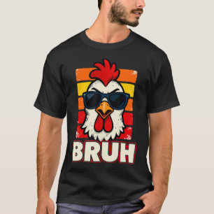 Camiseta Óculos de Sol Fazendeiro de Frango Retro Bruh Galo