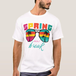 Camiseta Óculos de Sol Férias de Primavera 2025 Pôr do Sol 